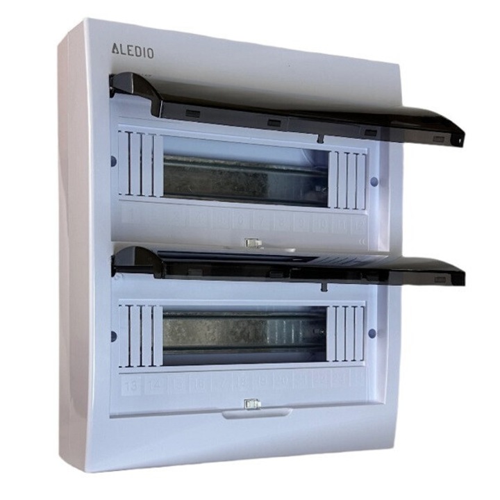 Tablou policarbonat, aparent, 24 module, 2 randuri, IP50, Aledio A24M2PT