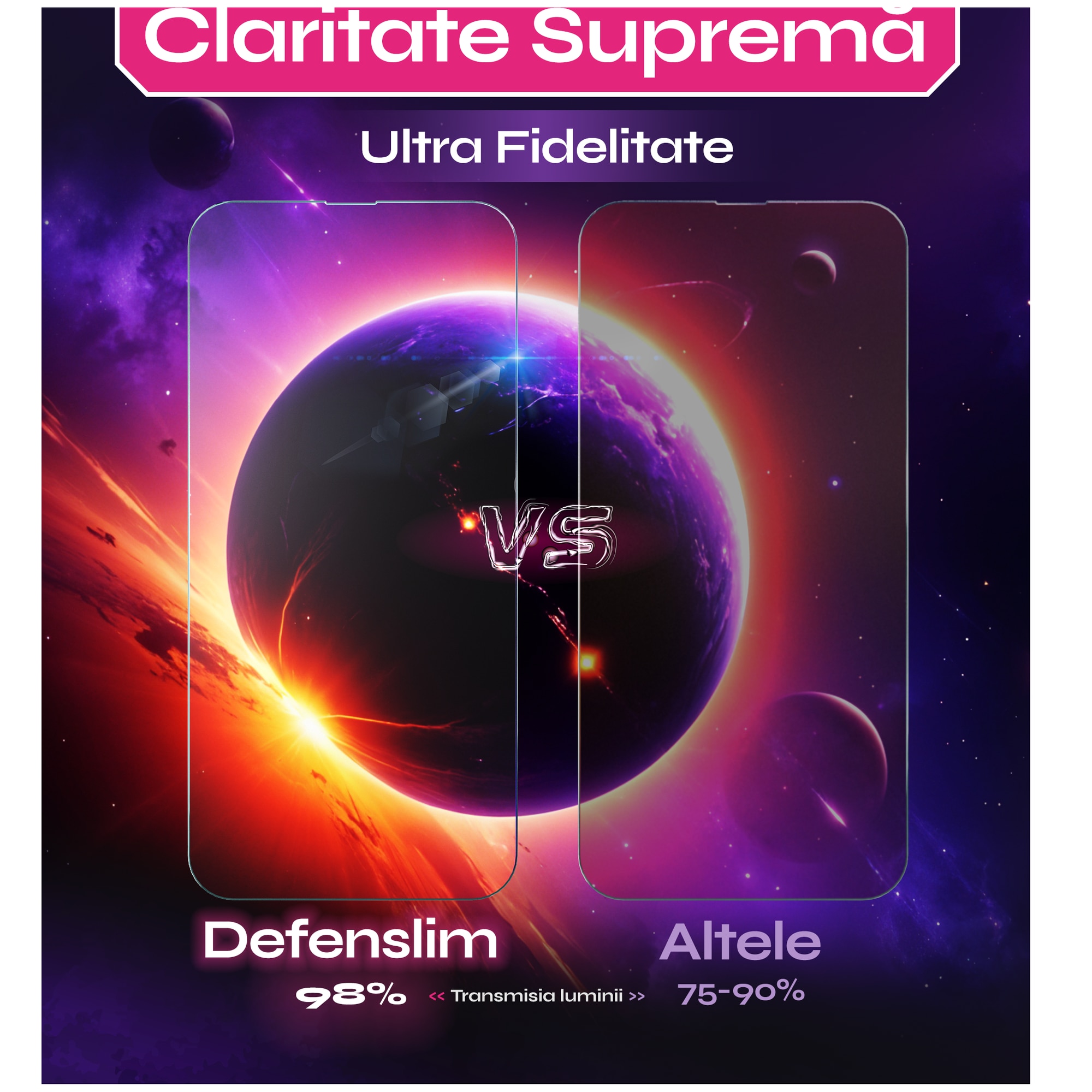 Set 2 Folii sticla compatibil cu Samsung Galaxy A16, DefenSlim, instalare usoara si rapida cu dispozitiv de potrivire automata in 30 sec cu Easy Install Kit patentat, protectie telefon