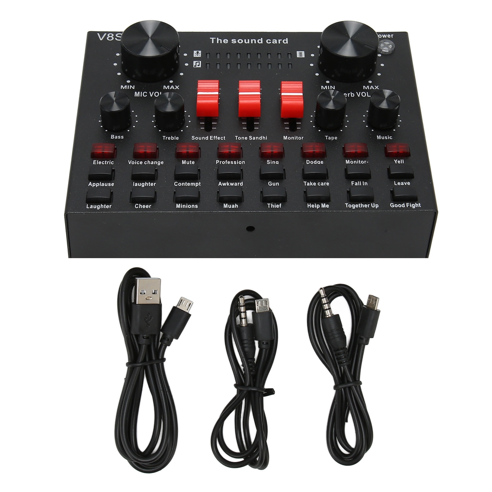 Placa sunet live Fokelyi V8S, 8 moduri, 16 efecte, negru