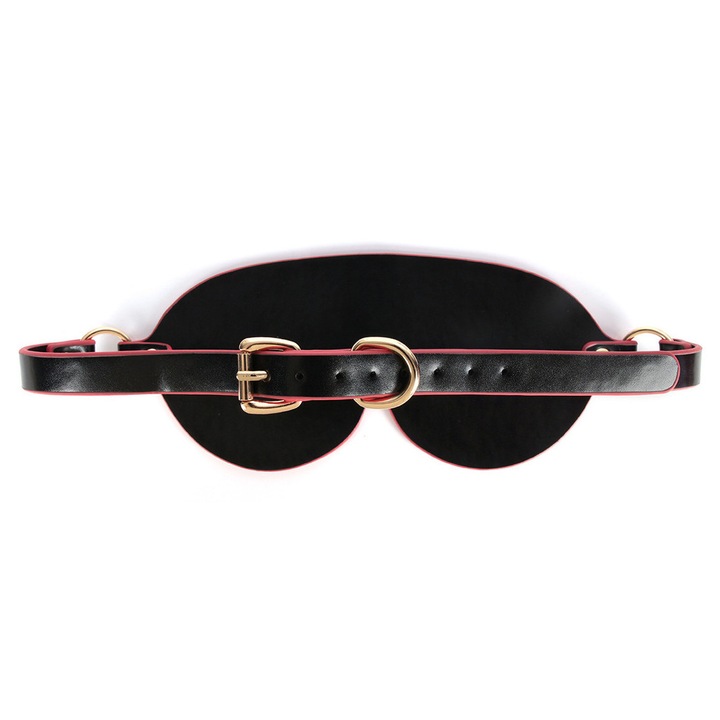 Masca de ochi din piele PU, pentru BDSM, elastica, neagra