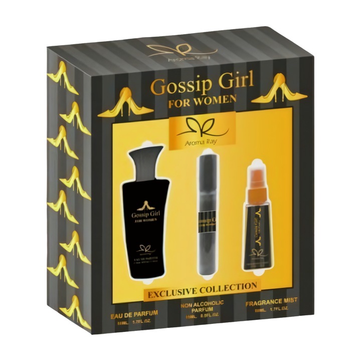 Női parfüm, AROMA RAY, GOSSIP GIRL, szett, Eau de Toilette 50ml, Parfüm 15ml, Spray 50ml