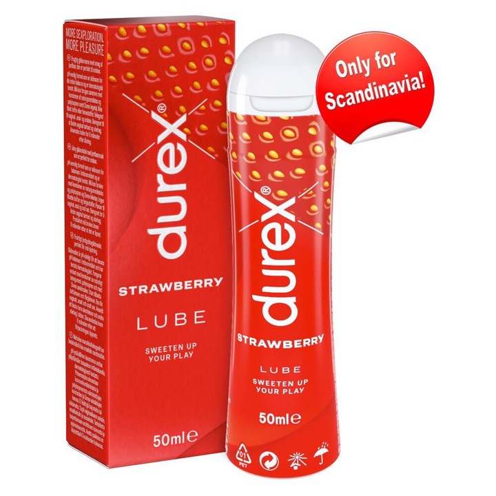 Lubrifiant Durex Strawberry, 50 ml, fara zahar, pentru piele sensibila
