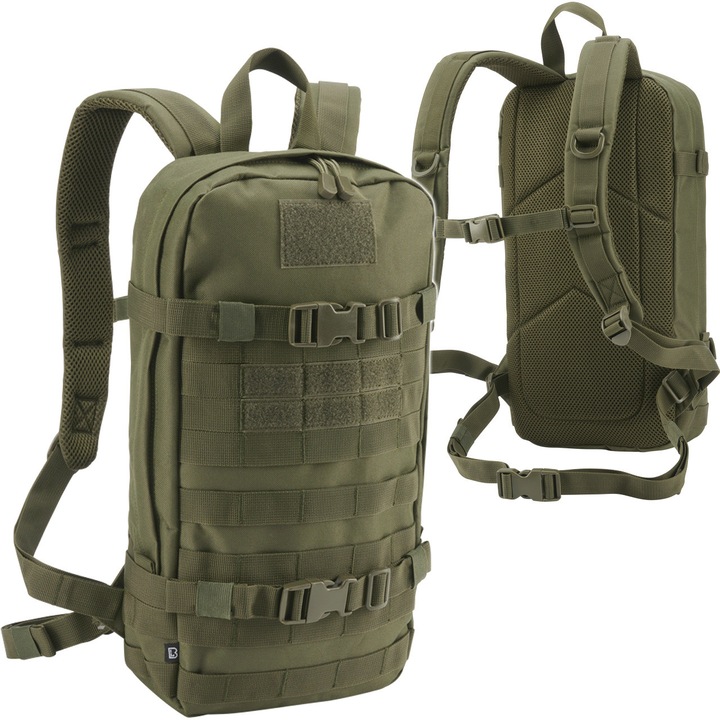 Rucsac pentru drumetii Cooper Daypack, Brandit, cu curea pentru sold si piept, verde, 11 L