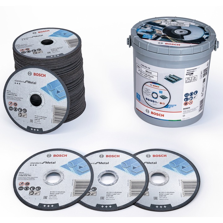 Set 100 discuri pentru metal Bosch Professional 2608626115, 115 diametru disc, metal