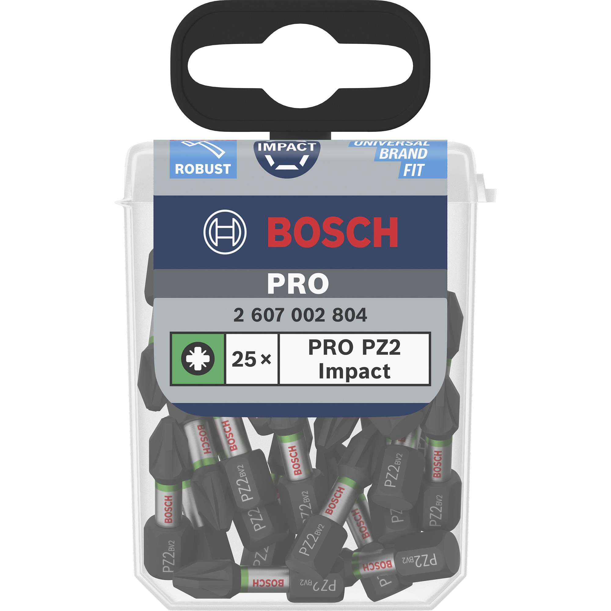 Set 25 biti Impact tic-tac Bosch Professional 2607002804, PZ2, 25 mm lungime