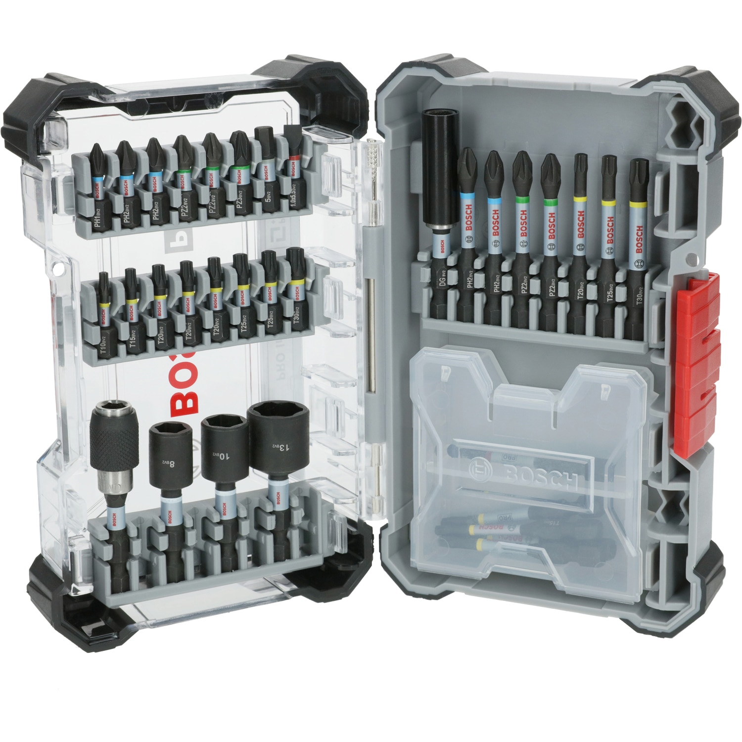 Set 33 piese de insurubat Bosch Professional Impact 2608521U76, bit, adaptor bit, chei tubulare