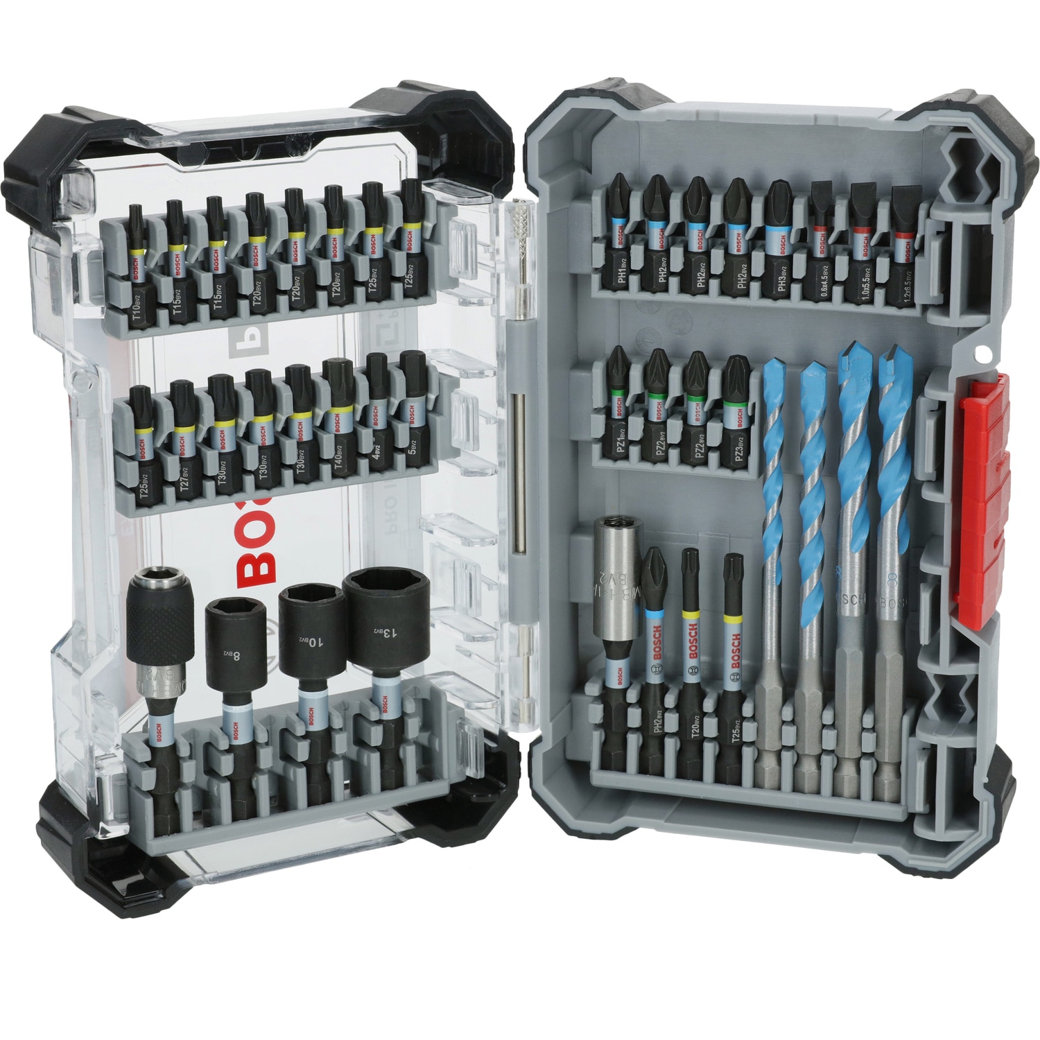 Set 40 piese de gaurit si insurubat Bosch Professional Impact 2608521U85, biti, adaptor biti, burghie, chei tubulare