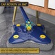 Set mop multifunctional cu 5 lavete NEXTLY pentru suprafete uscate si umede, cap forma de stea rotativ 360° si pliabil 180°, stergator pentru geamuri, podele, pereti, mobila, laveta microfibra lavabila si detasabila, maner 110cm, albastru