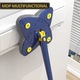 Set mop multifunctional cu 5 lavete NEXTLY pentru suprafete uscate si umede, cap forma de stea rotativ 360° si pliabil 180°, stergator pentru geamuri, podele, pereti, mobila, laveta microfibra lavabila si detasabila, maner 110cm, albastru