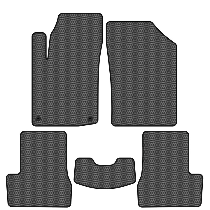 Комплект автомобилни стелки, предназначени за Citroen C3 II (2009-2016) Hatchback, напълно съвместими с всички сезони, 5 броя, черно/сиво