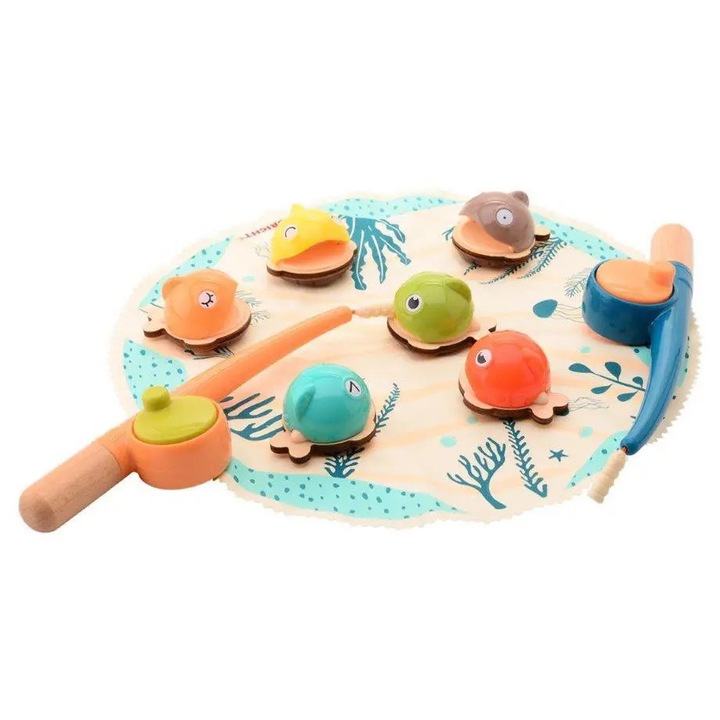 Joc de pescuit magnetic, Joueco,6 pesti, 2 undite, multicolor