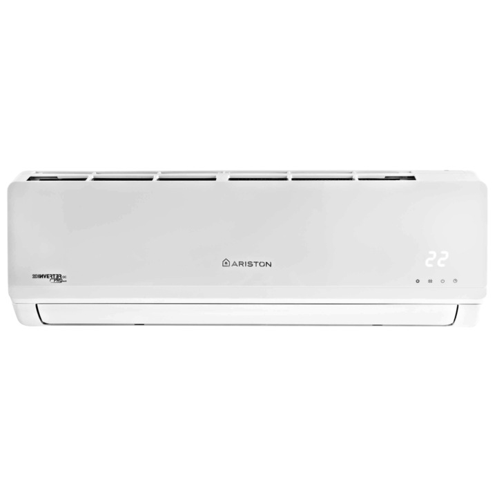 Aparat aer conditionat Ariston Prios, dezumidificare, Follow Me, autocuratare, mod ECO, mod de noapte, functie incalzire, inverter, R32, 12000 BTU, A++/A+, debit aer 527 mc/h, alb