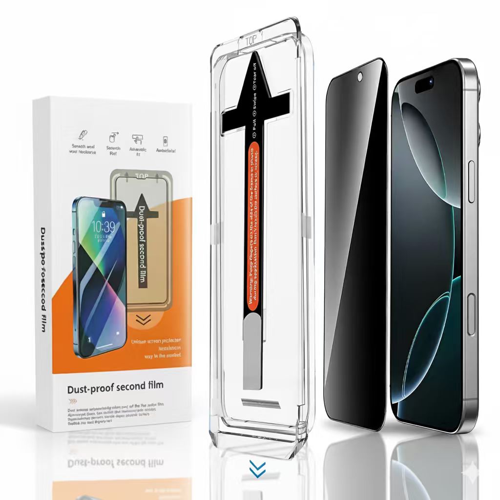 Folie Protectie Privacy compatibila cu iPhone15 pro max, Sticla Templata 9H+, cu Kit de Aplicare Instanta si Functie Automata de Indepartare a Prafului, Claritate Super HD, Tratament Electronic Oleofobic si Anti Amprente