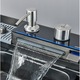 Chiuveta bucatarie SinkLand 75x45 cm, neagra, multifunctionala, Certificat de calitate, cu dus extractibil, dispenser sapun, sifon purificare, afisaj LCD, 2 functii cascada, accesorii incluse