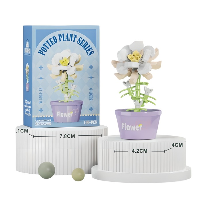 Комплект мини флорални строителни блокчета, 100 части, флорален дизайн, за декорация, подарък за рожден ден, подходящ за деца над 6 години