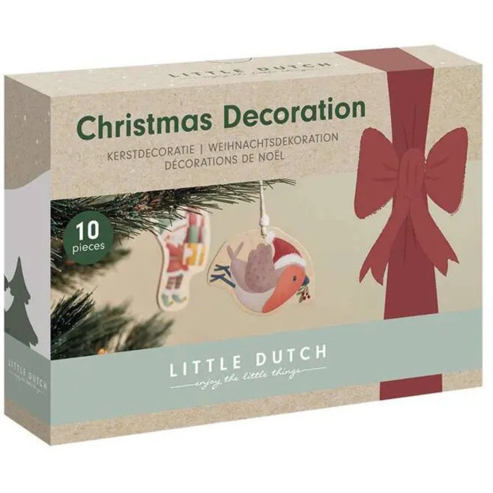 Kit ornamente Craciun, Little Dutch, din lemn, multicolor