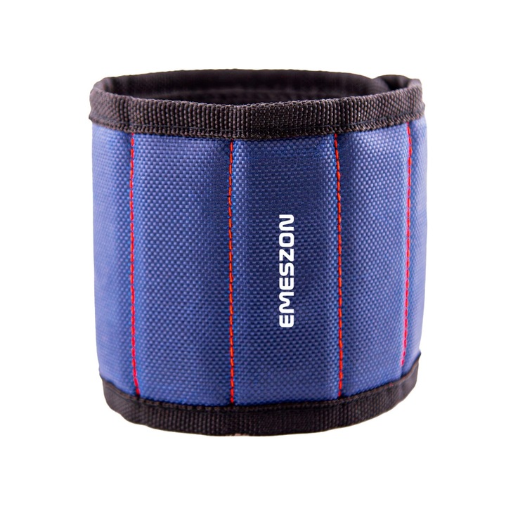 Bratara Magnetica pentru unelte si scule, EMESZON® MW15, 15 Magneti Neodim Puternici, sustine suruburi, cuie, biti, piulite, saibe, elemente de fixare, Manson pentru mesteri, Albastru