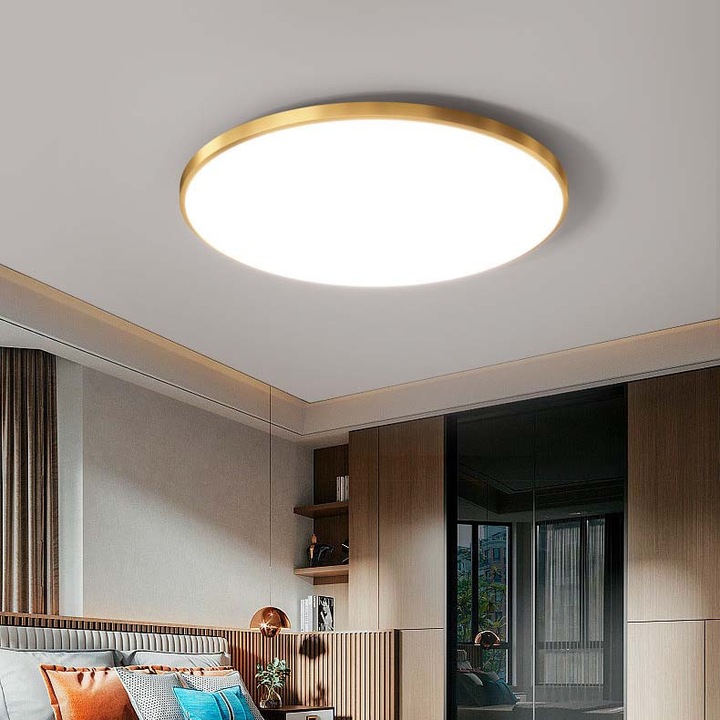 LED mennyezeti lámpa 27cm 24W/6000K/2000LM/IP44 Arany Fehér Kerek Modern Egyszerű Fürdőszobába, Hálószobába, Irodába, Konyhába, Gyerekszobába, Nappaliba, Előszobába