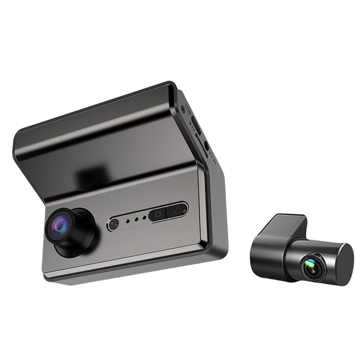 Видеорегистратор, DVR камера за кола, WIFI, 2K+1080P, три лещи, TF карта, HD нощно виждане, сензор за гравитация, автоматичен цикличен запис, разпознаване на разстояние, USB, черен