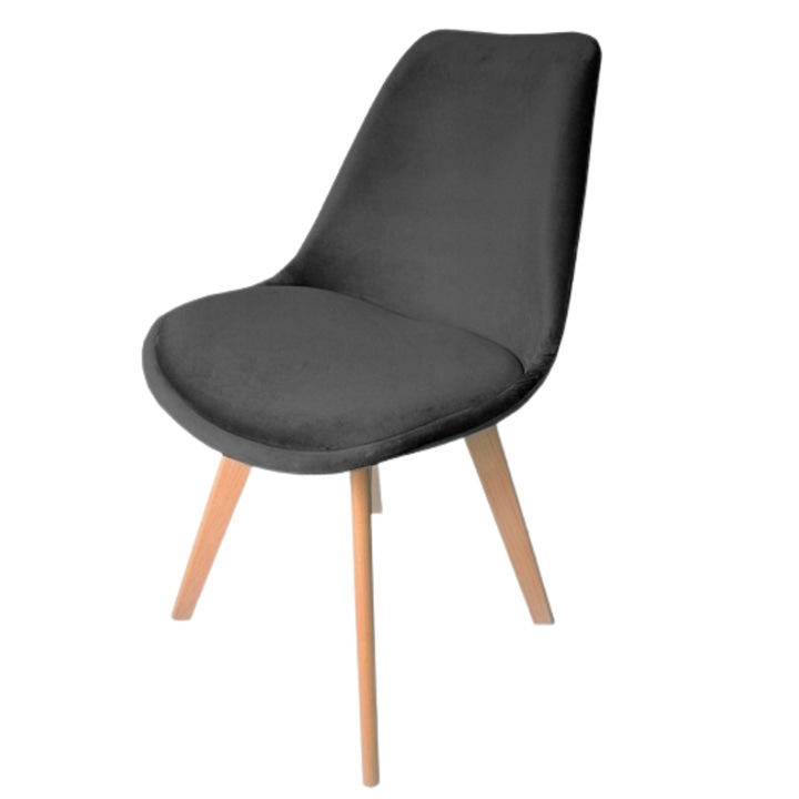 Set Scaun Scandinav, Ekspand, Wf1058, Materialul Sezutului: Catifea De Inalta Calitate, Materialul Picioarelor: Lemn Masiv De Fag, Scaune Pentru Montaj Individual, Greutate: Aproximativ 5 Kg, Dimensiuni: 82 Cm X 41 Cm X 49 Cm, Gri, 1