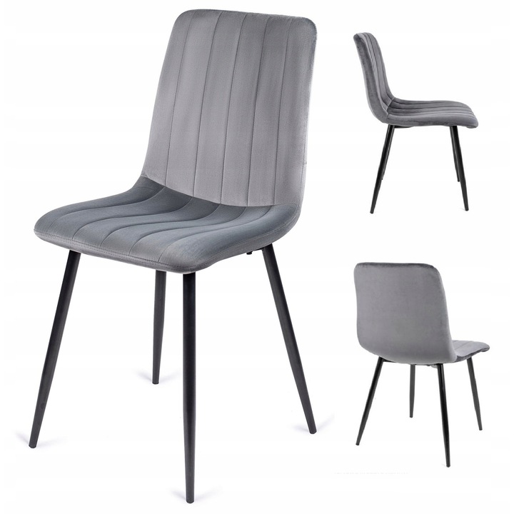 Scaun Tapitat, Ekspand, Lr-2023, Constructie confortabila, stabila, Pentru sufragerie, Living, Metal, Gri, Ergonomic, 89 Cm X 50 Cm X 45 Cm X 42 Cm, Gri