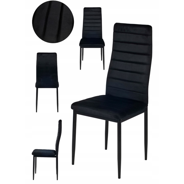 Scaun Tapitat, Ekspand, Lr-1494, Tapiterie: Catifea, Picioare: Metal - Culoare Neagra, Ergonomic, Capacitate Maxima: 120 Kg, Dimensiuni: 96x41x40 Cm, Negru