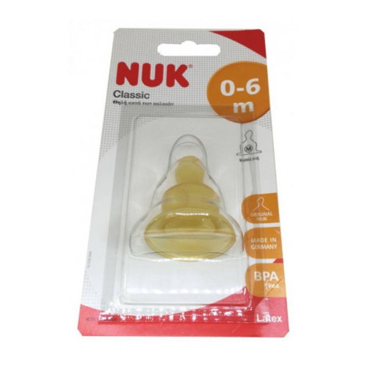 Tetina NUK, 0-6 luni, model clasic, cauciuc