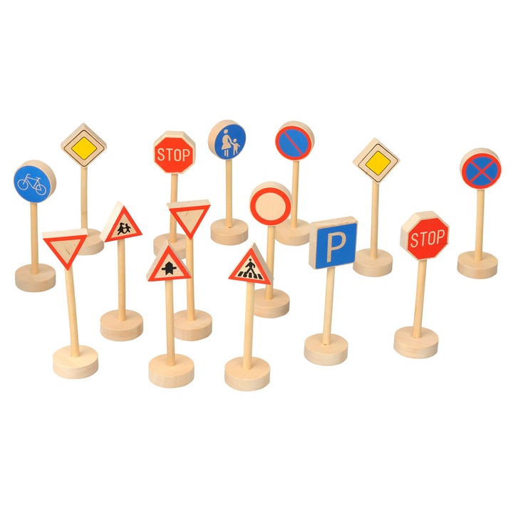 Детски дървени пътни знаци, 15 броя