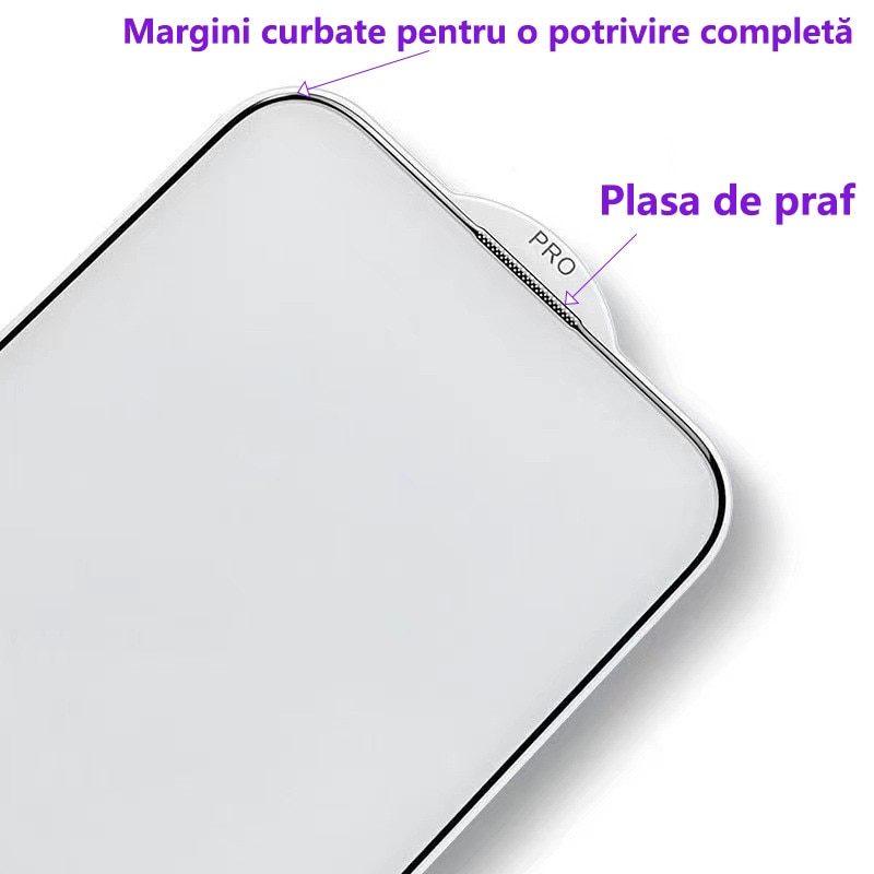Folie sticla protectie telefon, pentru iphone 16 Plus, Privacy, Full Cover, Anti Zgarieturi, Anti-amprenta, Nu se va lipi stramb, Vine cu un dispozitiv simplu de instalare pentru o pozitionare precisa