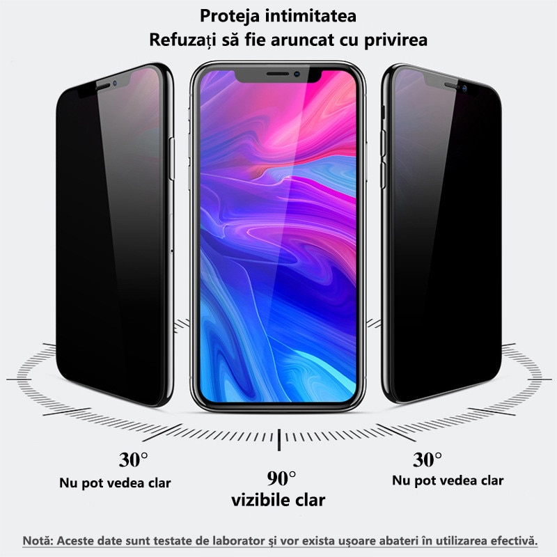 Folie sticla protectie telefon, pentru iphone 16 Plus, Privacy, Full Cover, Anti Zgarieturi, Anti-amprenta, Nu se va lipi stramb, Vine cu un dispozitiv simplu de instalare pentru o pozitionare precisa