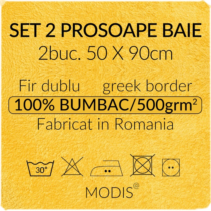 Set 2 Prosoape de baie Bumbac calitate Premium, Modis, 50X90 cm, Bej