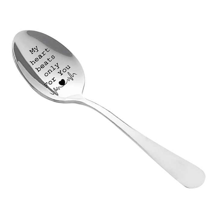 YANYXR gravírozott kanál, rozsdamentes acél, 19.5cm, romantikus ajándék