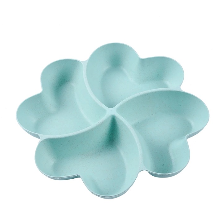 Platou fructe petala, multigrid, plastic, roz-verde, 28x28x4cm