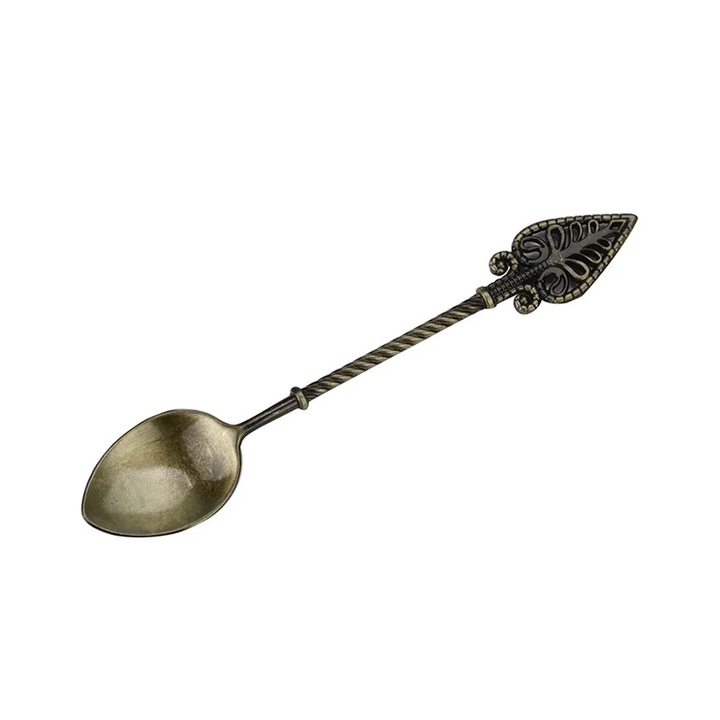 Lingurita cafea retro, aliaj, 11cm, argintiu