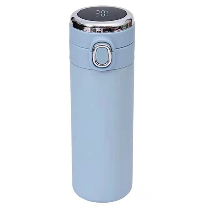 Sticla termos YANYXR 350ml izolatie vid albastru cu afisaj temperatura LED
