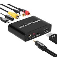 Adaptor HDMI ARC Extractor Audio - TOSLINK SPDIF/Coaxial/3.5mm/RCA, 192KHz 5.1CH, Compatibil HDTV/Soundbar, Negru