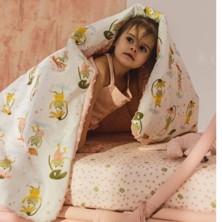 Двойно одеяло Minky Frogs, La Millou, 110x140см, памук, многоцветно