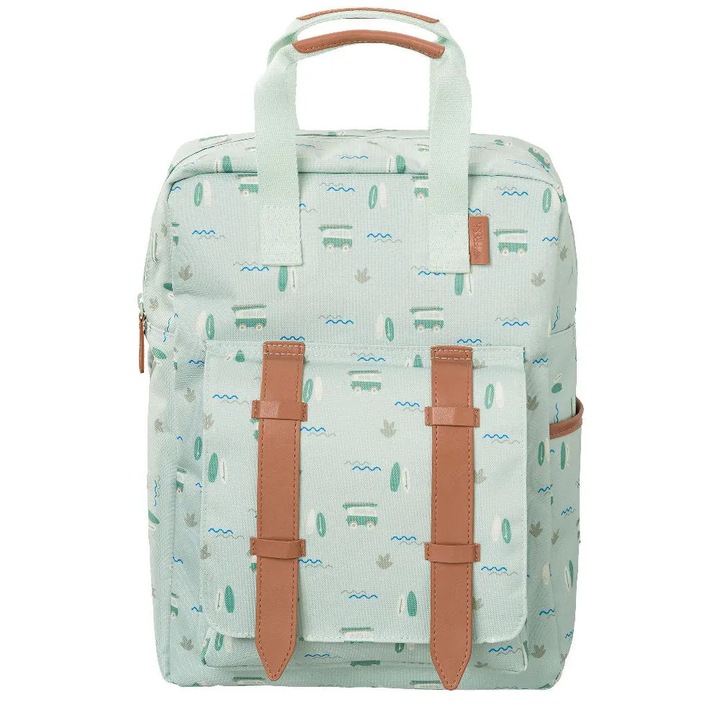 Fresk gyerek hátizsák, üvegtartó rekesszel, állítható pántokkal, zöld/barna