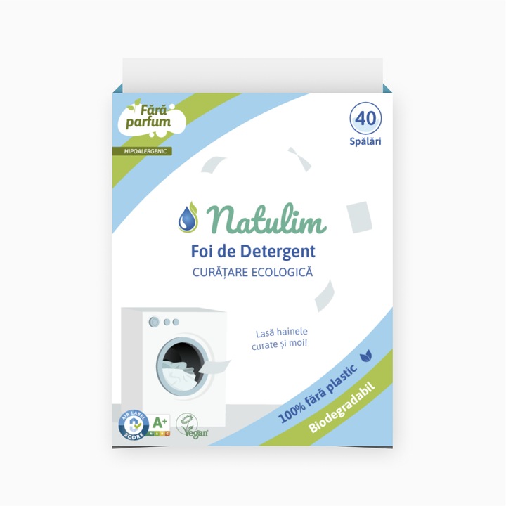 Екологични листове за перилен препарат Natulim 40 пранета, Натурален аромат, Хипоалергенен