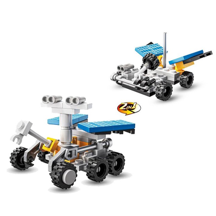 2 az 1-ben STEM építőkészlet, űrjármű, 53 darabos, többszínű, 6 éves kortól