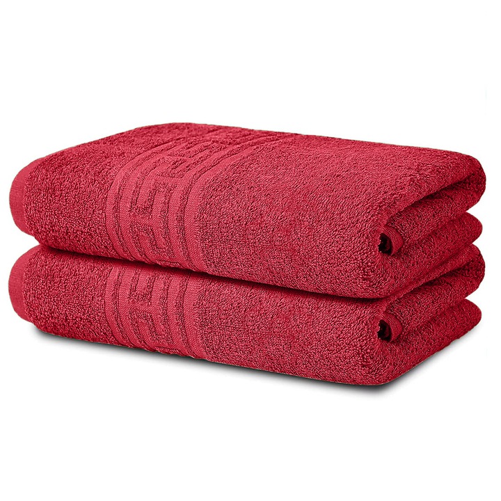Set 2 Prosoape de baie, Bumbac, Modis, 50X90 cm, Rosu