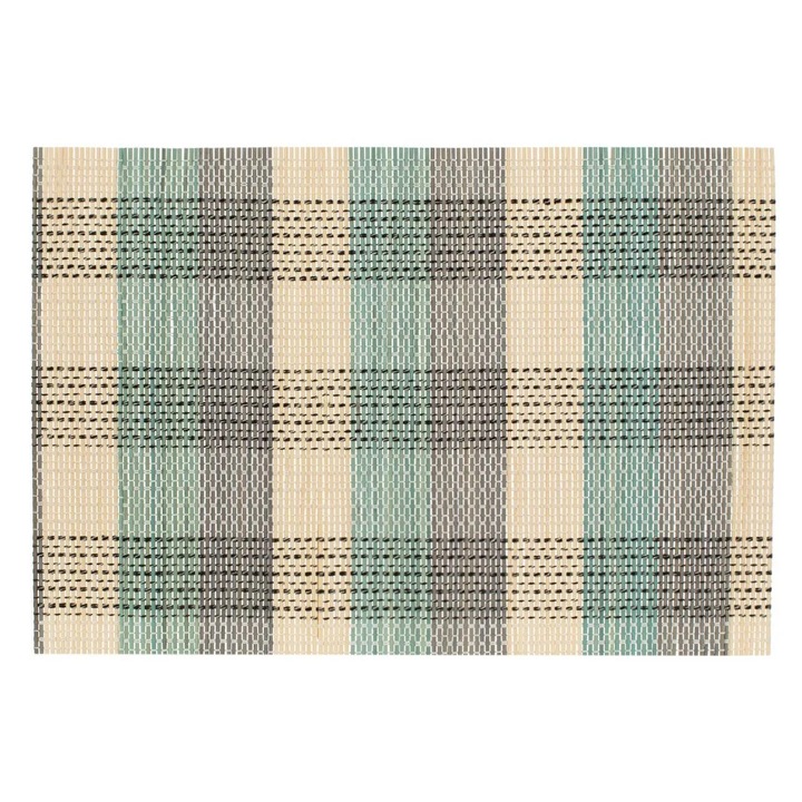 Suport Farfurii din Bambus Carouri Gri Bej Verde Menta 45x30cm