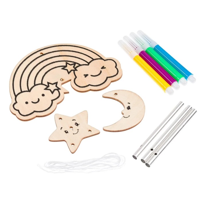 Set Creativ Clopotei de Vant Curcubeu Stea & 4 Carioci