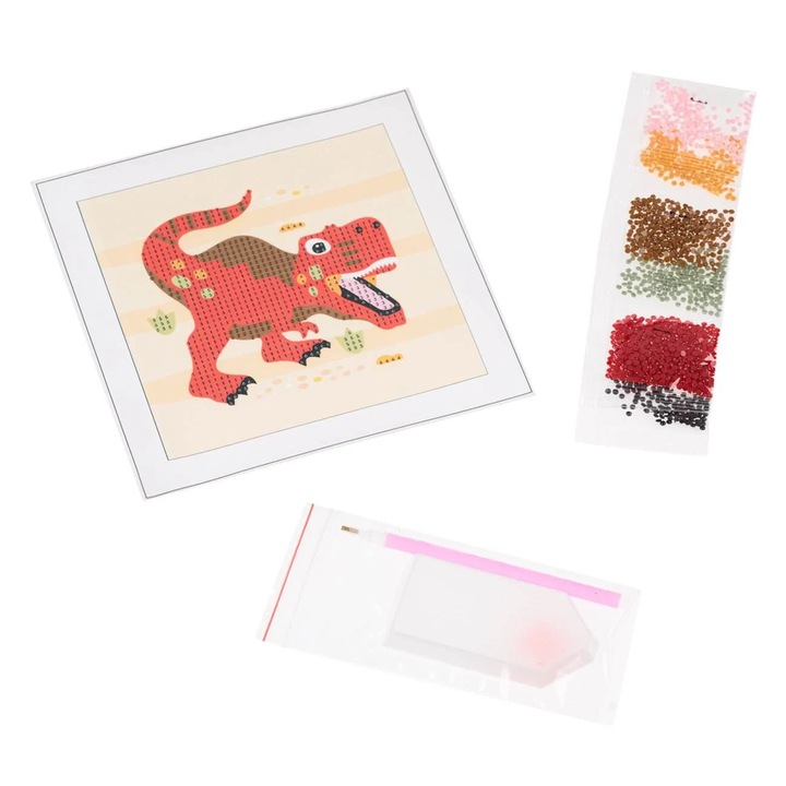 Set Creativ cu Margele Dinozaur 18x18cm