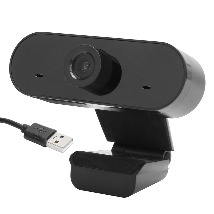 Уеб камера 1080P USB с микрофон, ясна, стабилна картина, черна
