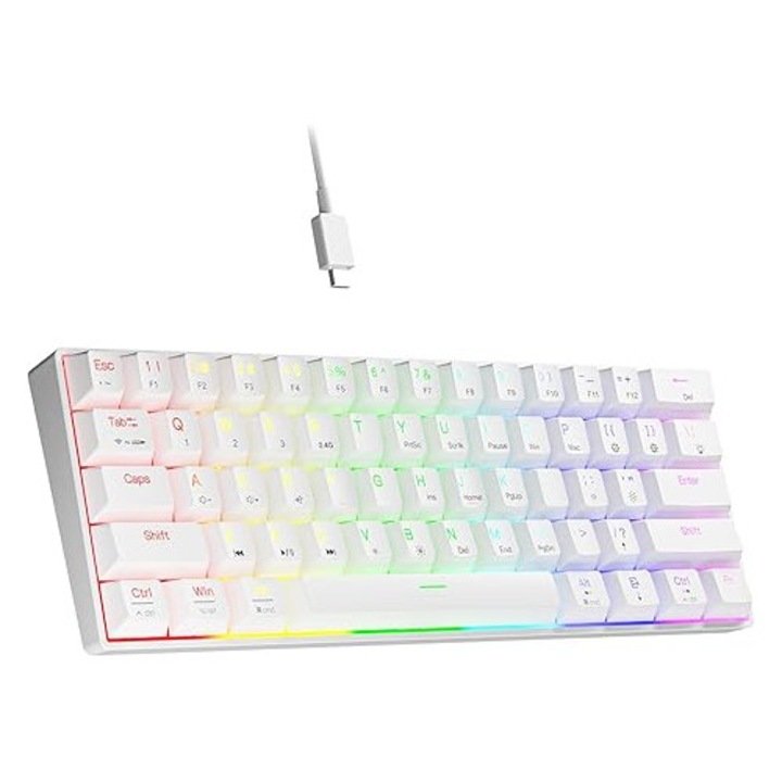 Механична клавиатура за игри, безжична, RGB осветление, Bluetooth, връзка с до 3 устройства, QWERTY, Anti-Ghosting клавиши, червен превключвател, Newmen GM610