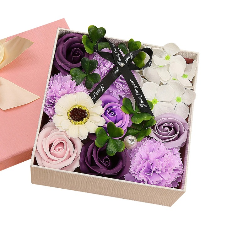 Set sapun trandafir YANYXR, decorativ, 15x15x8cm, cutie cadou