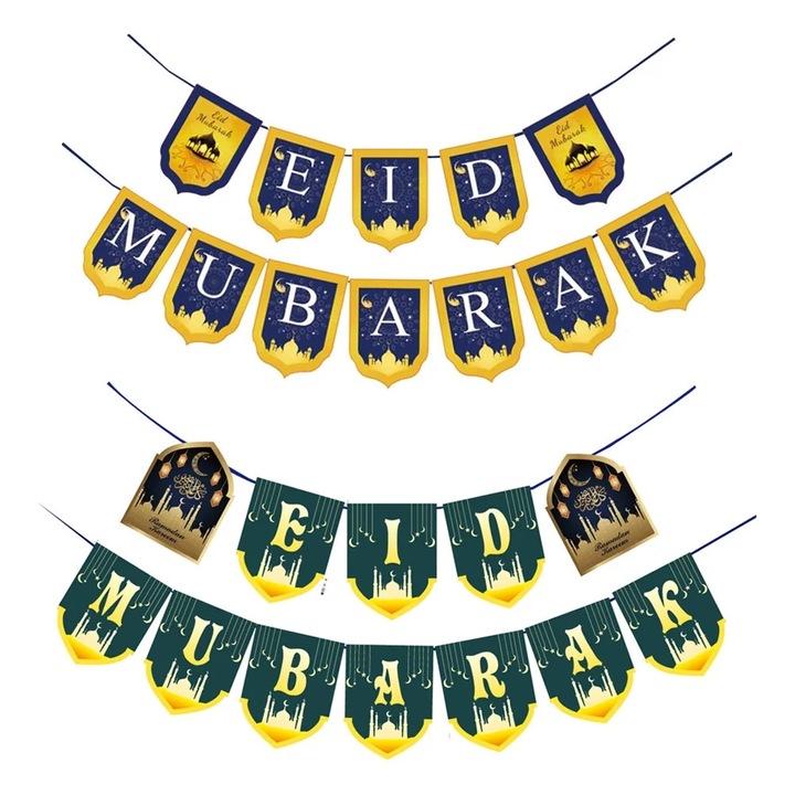 Set 2 bannere Ramadan Mubarak, carton, multicolor, 2 seturi