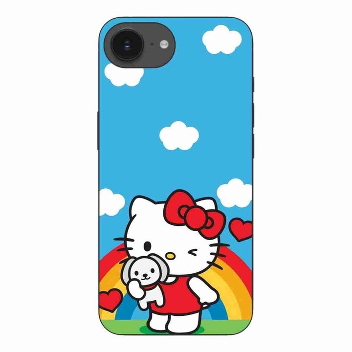 Husa compatibila cu Apple iPhone 16e Silicon Gel Tpu Model Hello Kitty Rainbow