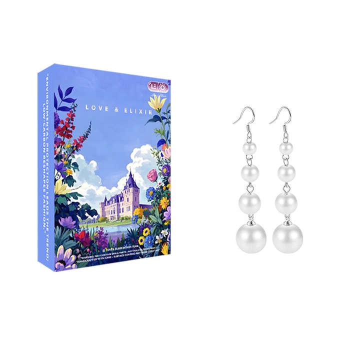 Nemes fülbevalók Modern nőknek LOVE&ELIXIR #034 Gyöngysoros fülbevalók Nagy gyöngyök Ajándék Évfordulós ajándék Esküvői összeállítás Szalagavató ékszerek Fehér gyöngy fülbevalók